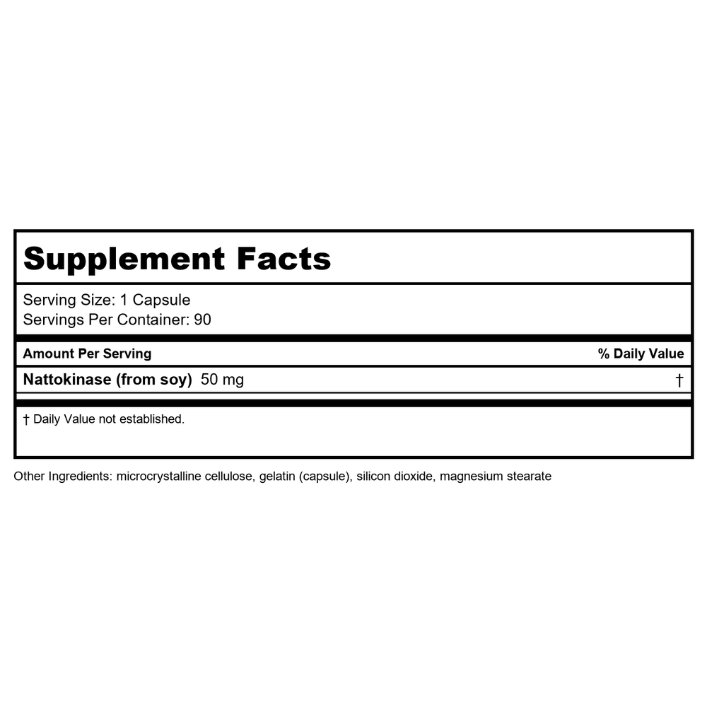Cardiovascular Research Nattokinase 50 mg 90 Capsules - 2 Pack - Supplement Facts panel