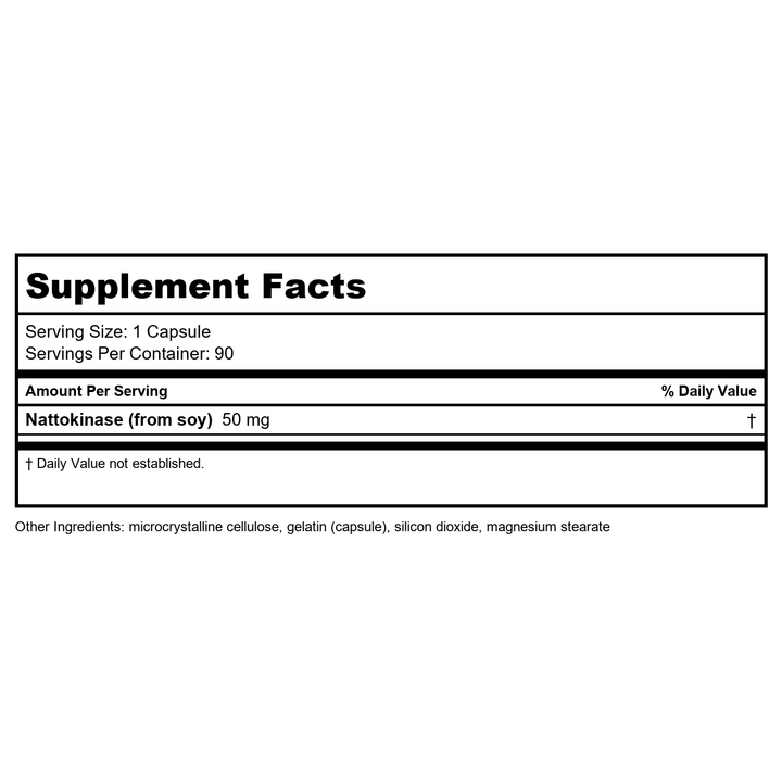 Cardiovascular Research Nattokinase 50 mg 90 Capsules - 2 Pack - Supplement Facts panel