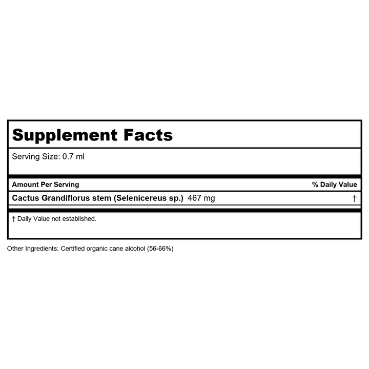 Herb Pharm Cactus Grandiflorus 4oz - Supplement Facts panel