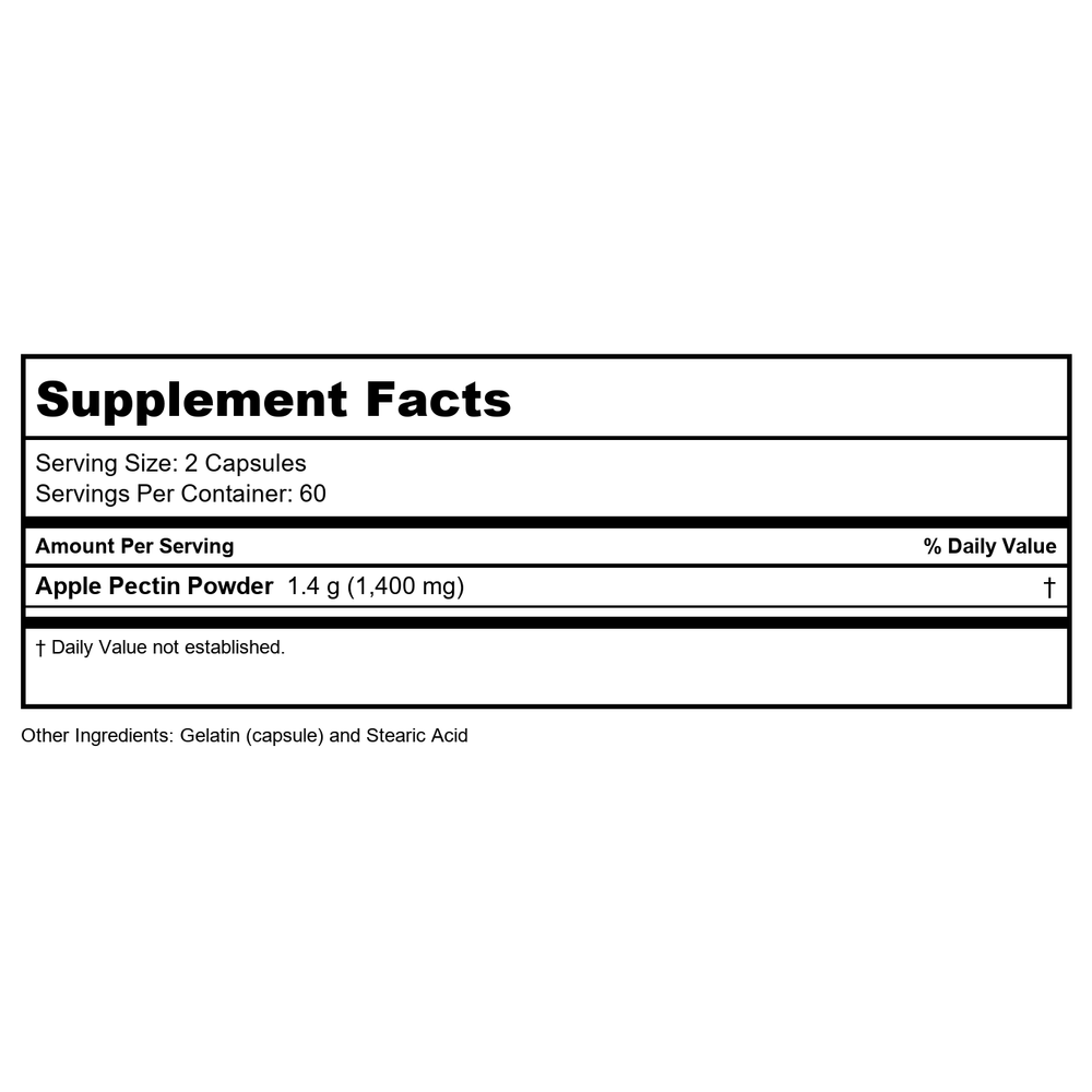 Now Foods Apple Pectin 700 mg 120 Vcaps - 6425 - 2 Pack - Supplement Facts panel