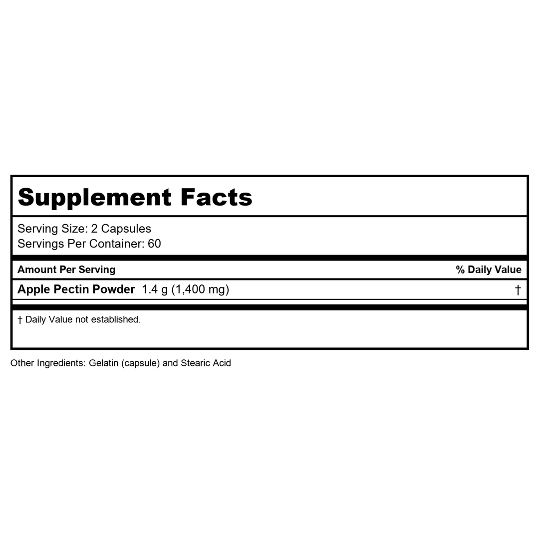 Now Foods Apple Pectin 700 mg 120 Vcaps - 6425 - 2 Pack - Supplement Facts panel