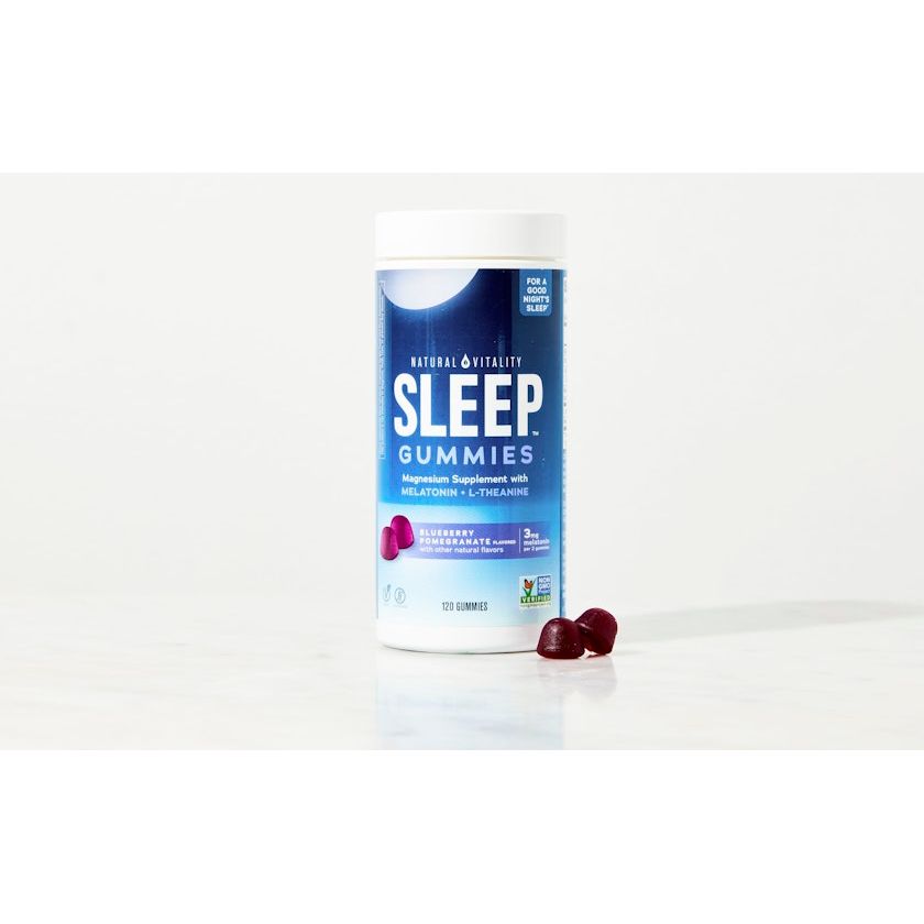Natural Vitality Calm Sleep Gummies Blueberry Pomegranate 120 Count - Supplement Facts panel