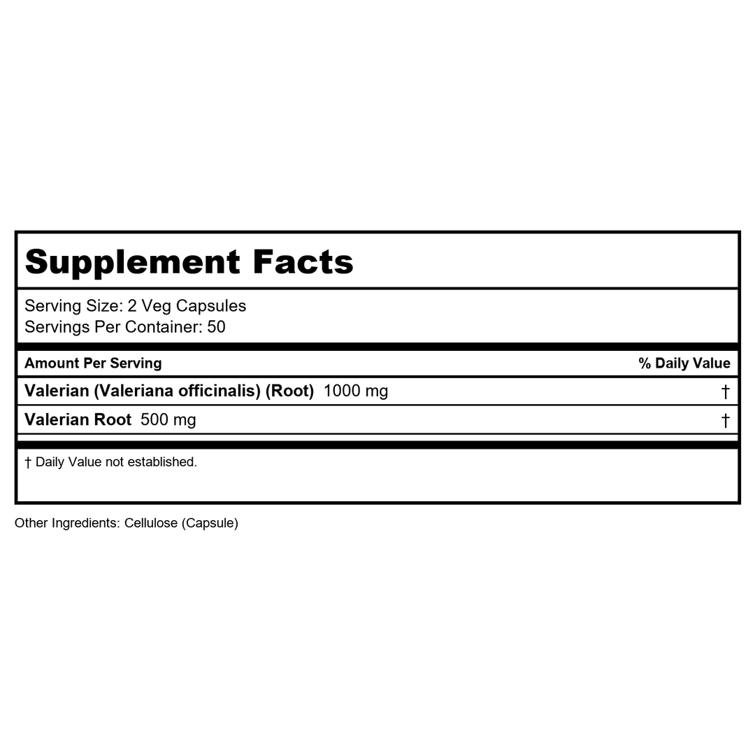 Now Foods Valerian Root 500 mg 250 Vcaps - 4771 - 2 Pack - Supplement Facts panel