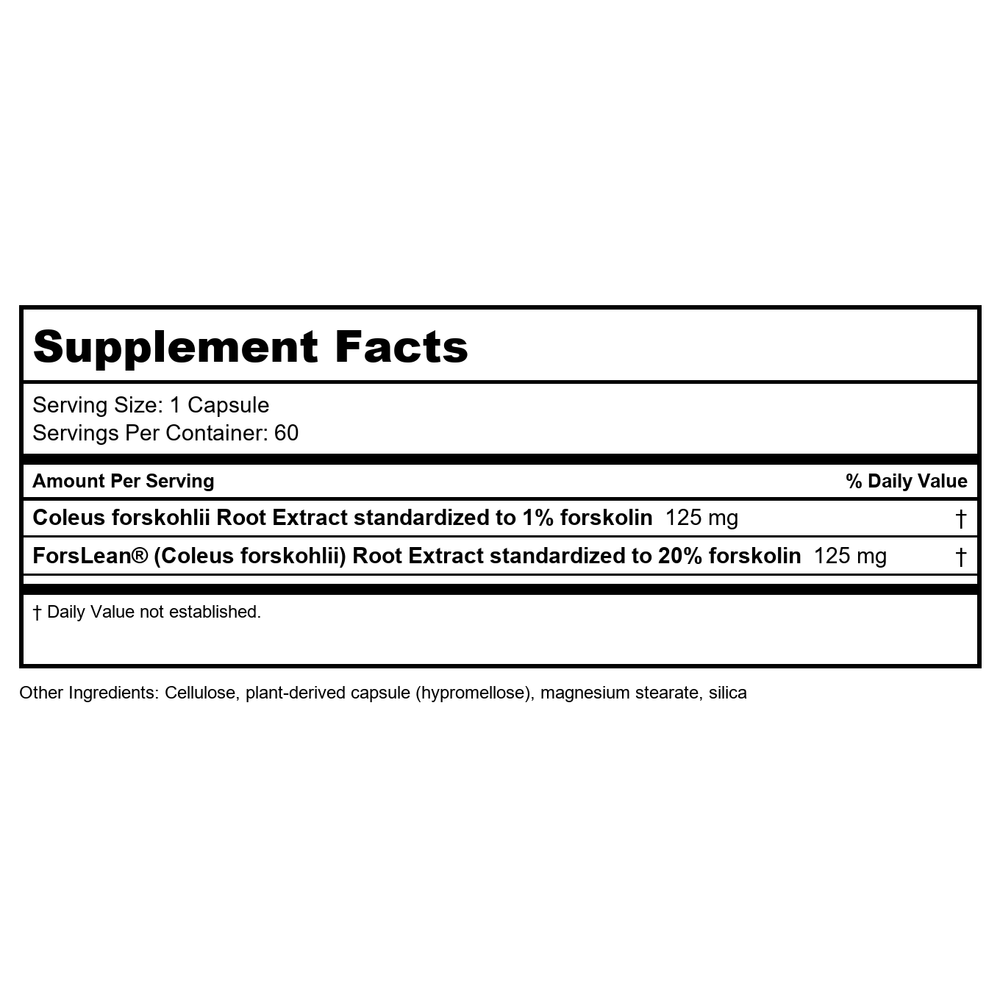 Nature's Way Forskohlii 60 Vcaps - Supplement Facts panel