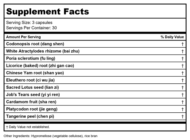Health Concerns Shen Ling 90 Tablets - Supplement Facts panel