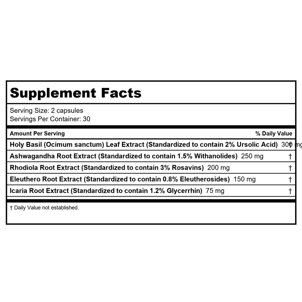 Ortho Molecular TruAdapt 120 Capsules - Supplement Facts panel