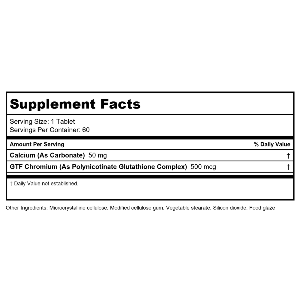Vinco Chromacin GTF 60 Tablets - Supplement Facts panel