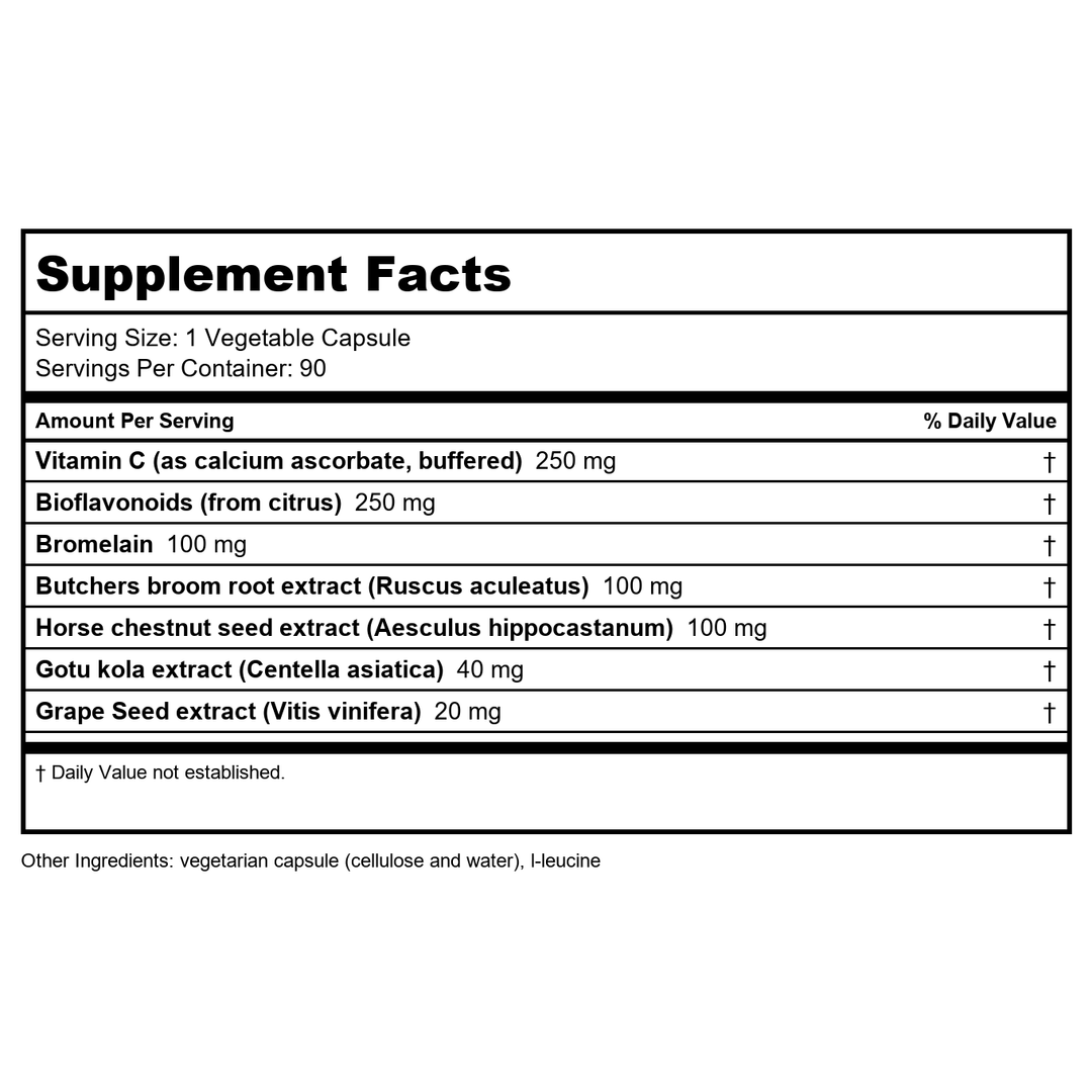 Vitanica VeinoBlend 90 Vcaps - Supplement Facts panel