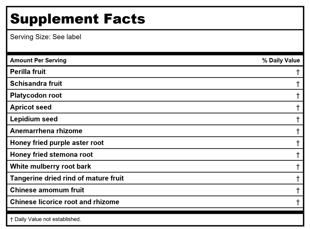 Kan Herb Gentle Warriors Open Air 2oz - Supplement Facts panel