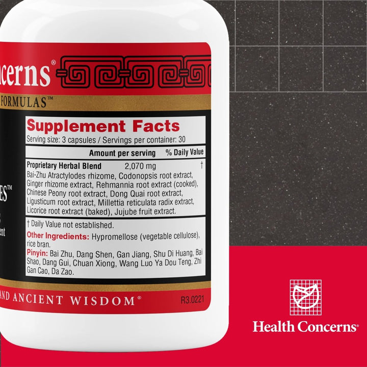 Health Concerns Eight Treasures 90 Capsules - Supplement Facts panel