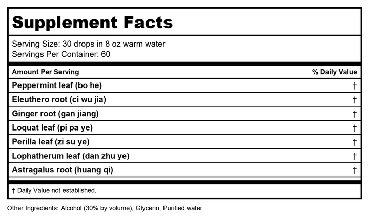 Health Concerns Astra Diet Tea 2 fl oz - - Supplement Facts panel