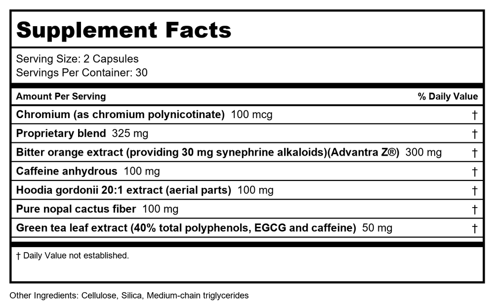 Nutra Biogenesis UltraLean Thermo MAX 60 Vcaps - Supplement Facts panel