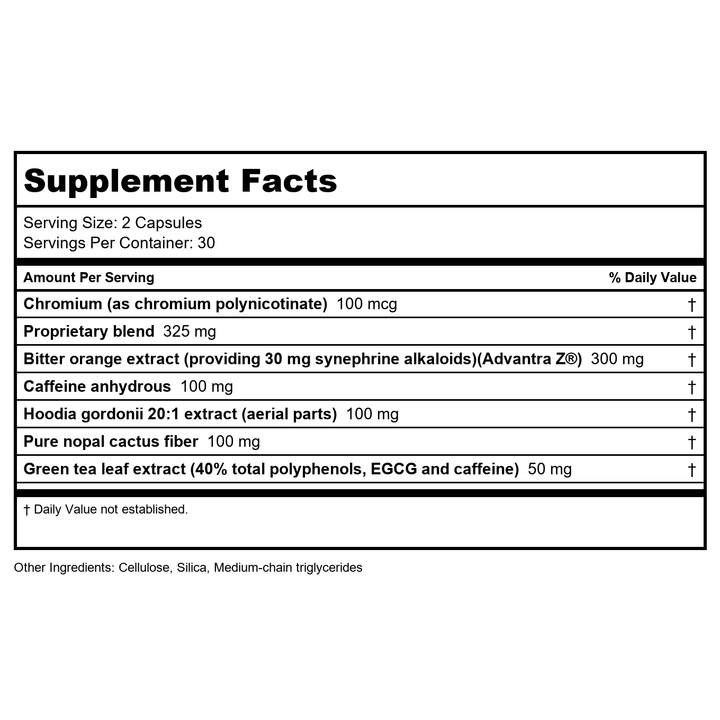Nutra Biogenesis UltraLean Thermo MAX 60 Vcaps - Supplement Facts panel