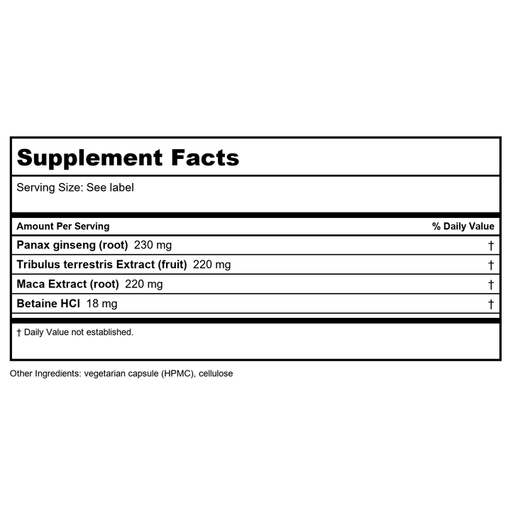 Apex Energetics Opticrine 72 Capsules - K03 - Supplement Facts panel