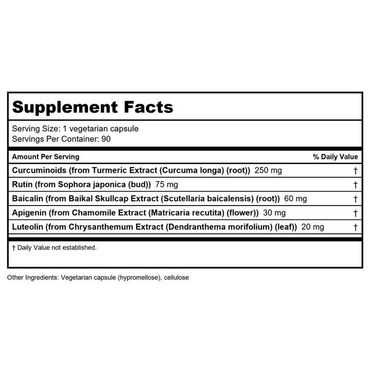 Apex Energetics NeuroFlam-NT 90 Capsules - K77 - - Supplement Facts panel