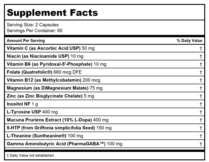 Ortho Molecular CereVive 60 Capsules - Supplement Facts panel