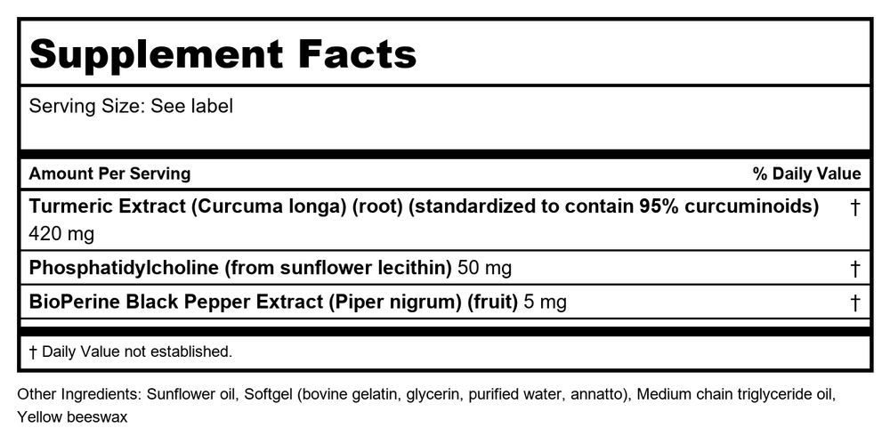 Apex Energetics Turmero-SE Active 90 Softgels - K121 - - Supplement Facts panel