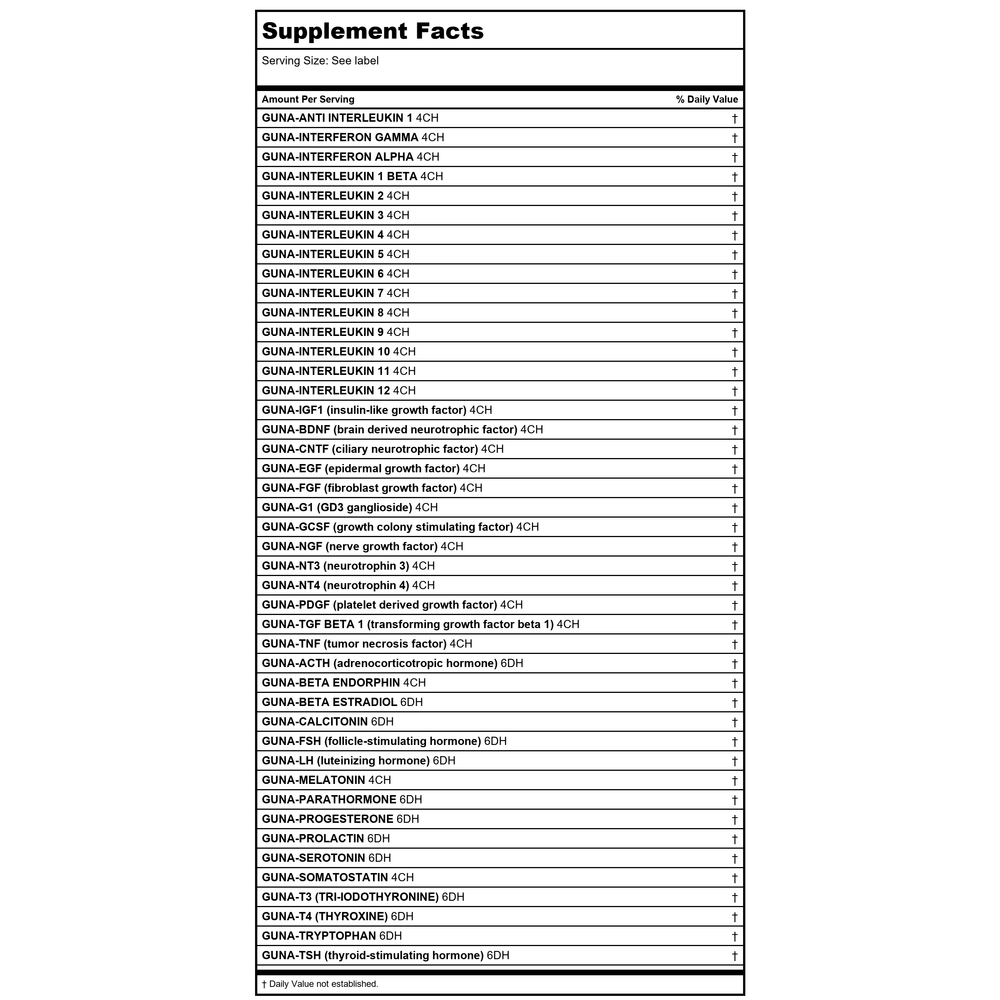 Guna IL 4 1oz - Supplement Facts panel