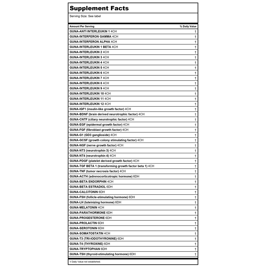 Guna IL 4 1oz - Supplement Facts panel