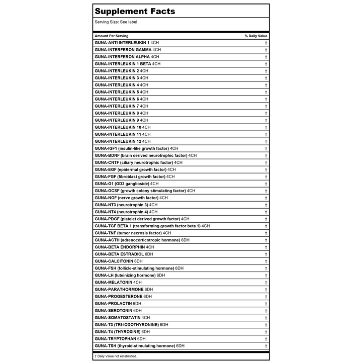 Guna IL 4 1oz - Supplement Facts panel