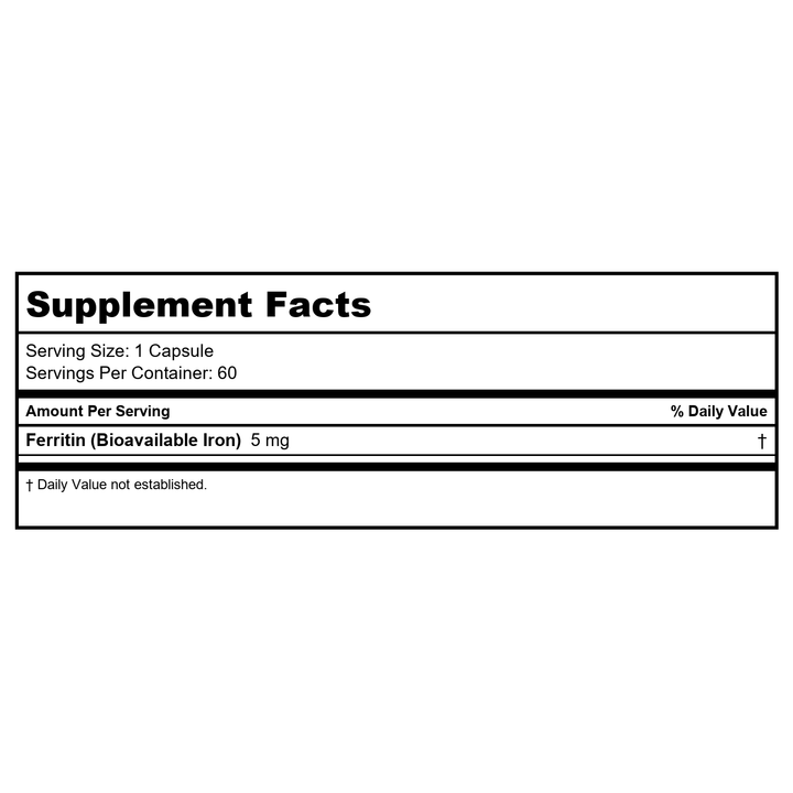 Ecological Formulas Ferritin 60 Capsules - 2 Pack - Supplement Facts panel