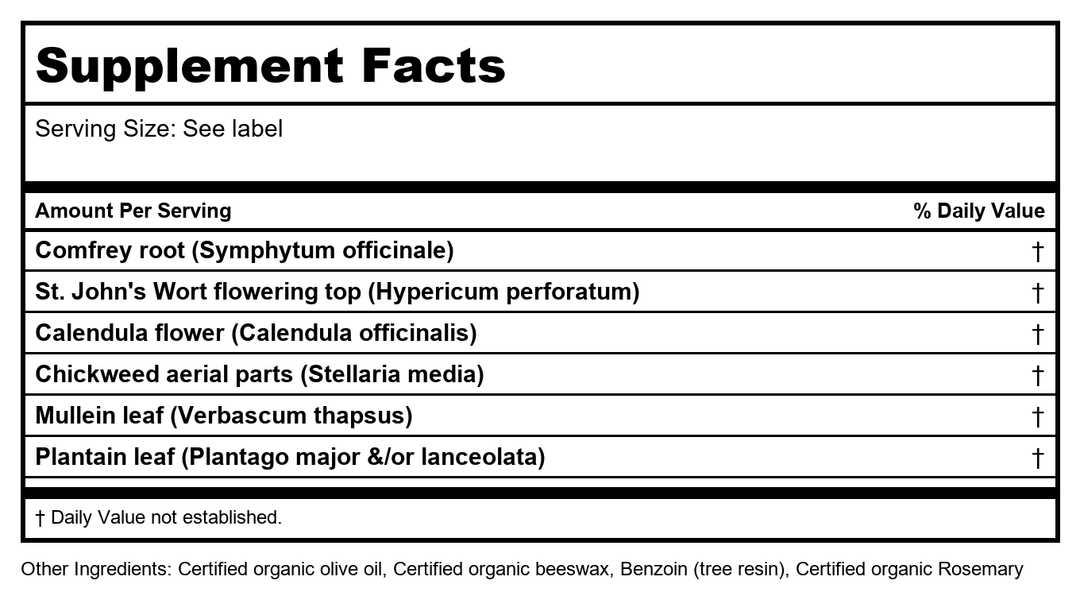 Herb Pharm Original Salve 24g 3 Pack - Supplement Facts panel