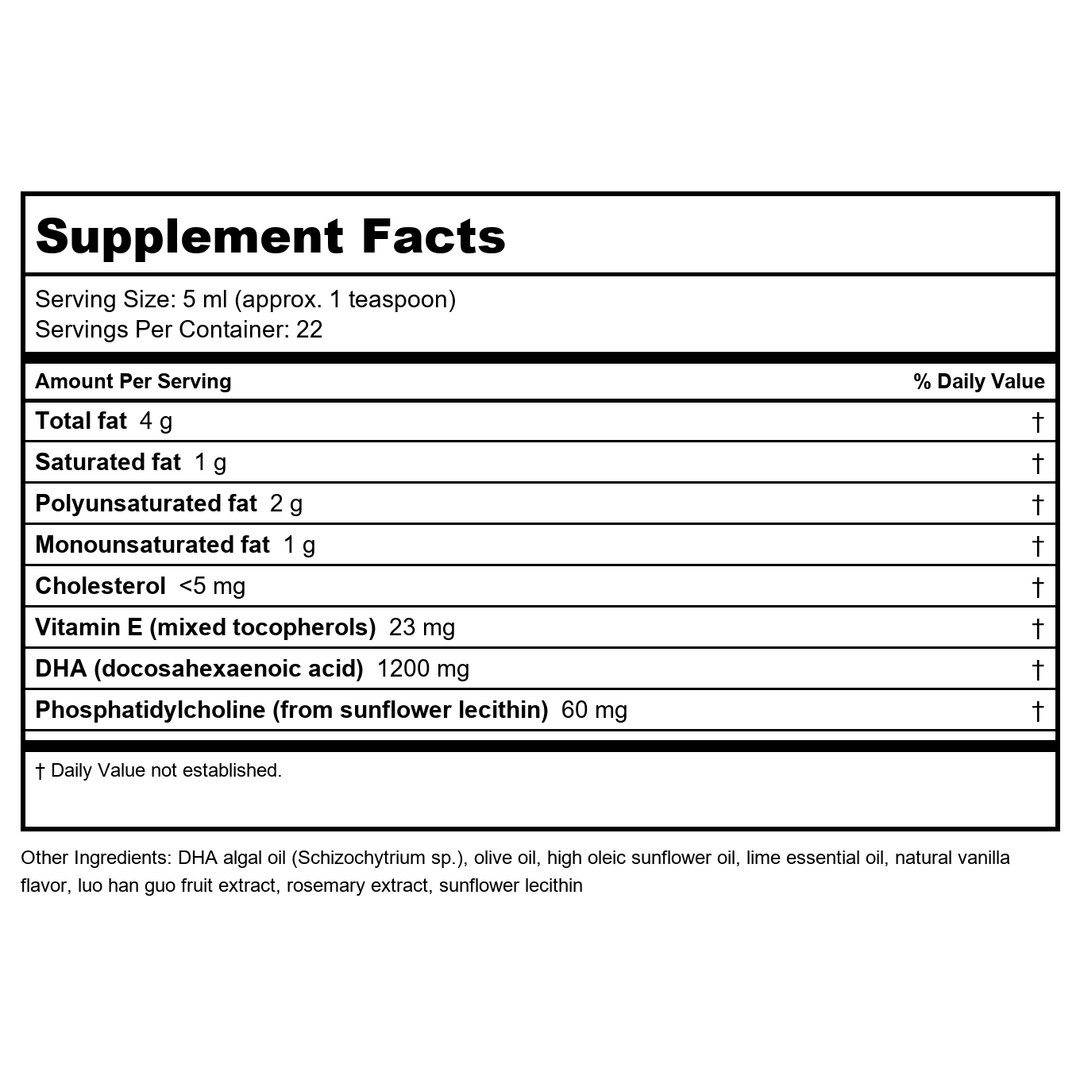Apex Energetics Brain-E DHA 1200 TG 90 Softgels - K114 - - Supplement Facts panel