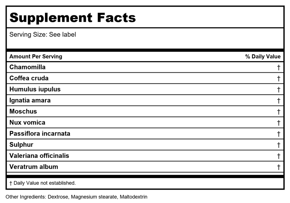MediNatura BHI Calming 100t 4 Pack - Supplement Facts panel