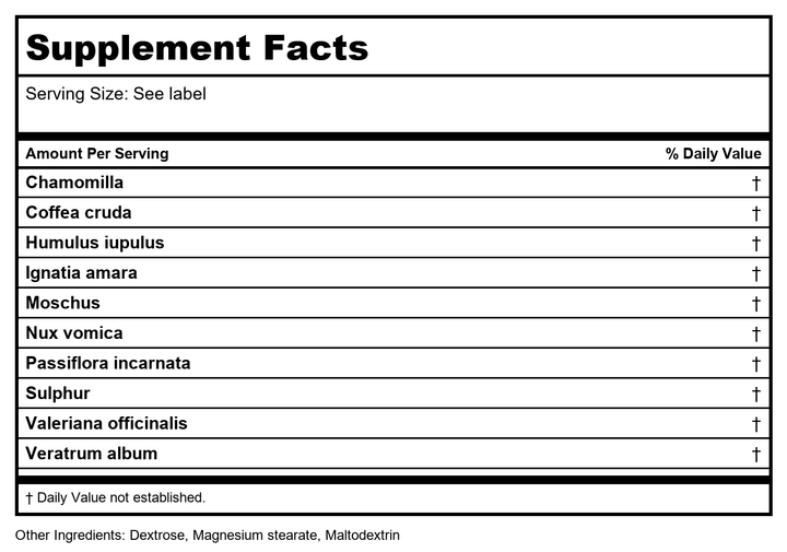 MediNatura BHI Calming 100t 4 Pack - Supplement Facts panel