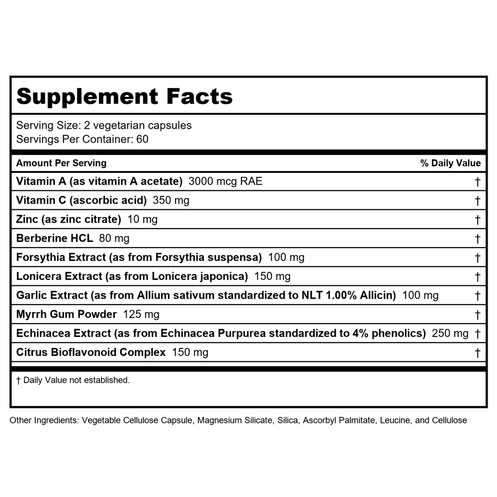 Vital Nutrients Herbal Biotic 120 Vcaps - Supplement Facts panel
