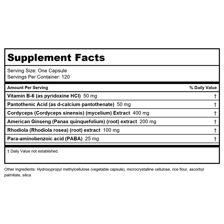 NuMedica AdrenaMed 120 Capsules - Supplement Facts panel