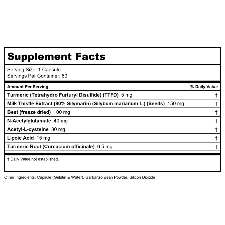 Ecological Formulas / Cardiovascular Research Hepagen 60 Capsules - Supplement Facts panel