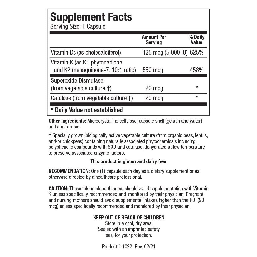 Biotics Research Bio-DK Caps 60 Count - Supplement Facts panel