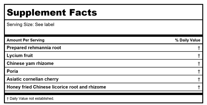 Kan Herb Traditionals Replenish the Left 60 Tablets - - Supplement Facts panel