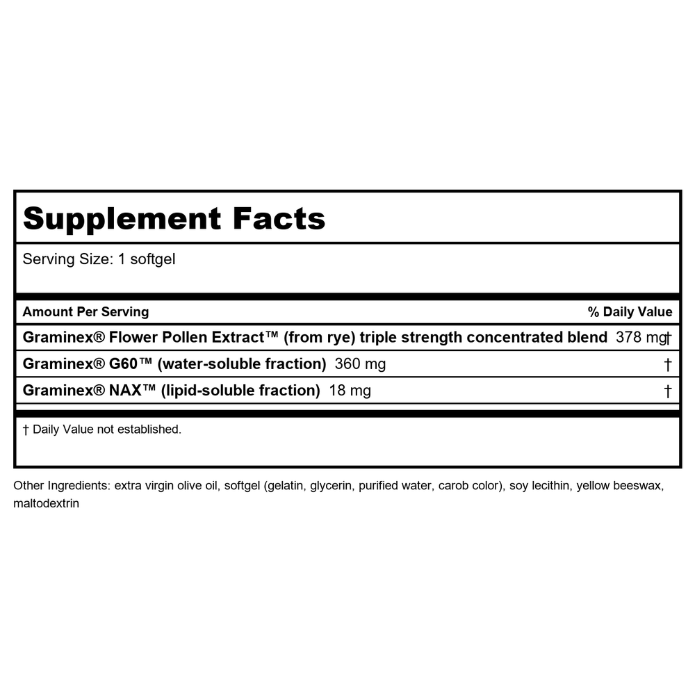 Life Extension Triple Strength ProstaPollen 30 Softgels - Supplement Facts panel