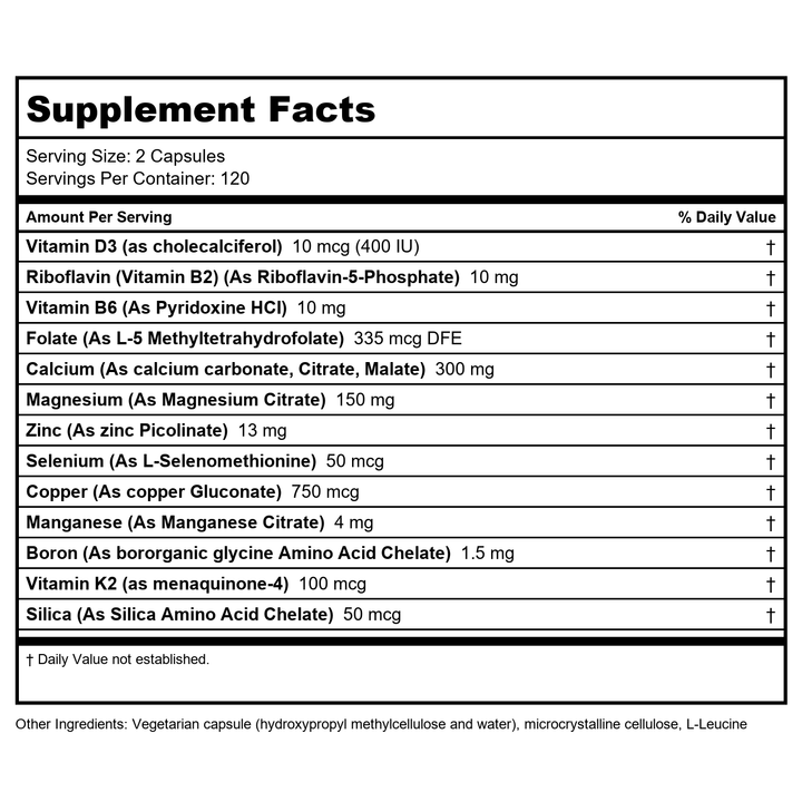Vitanica OsteoBlend 240 Vcaps - Supplement Facts panel