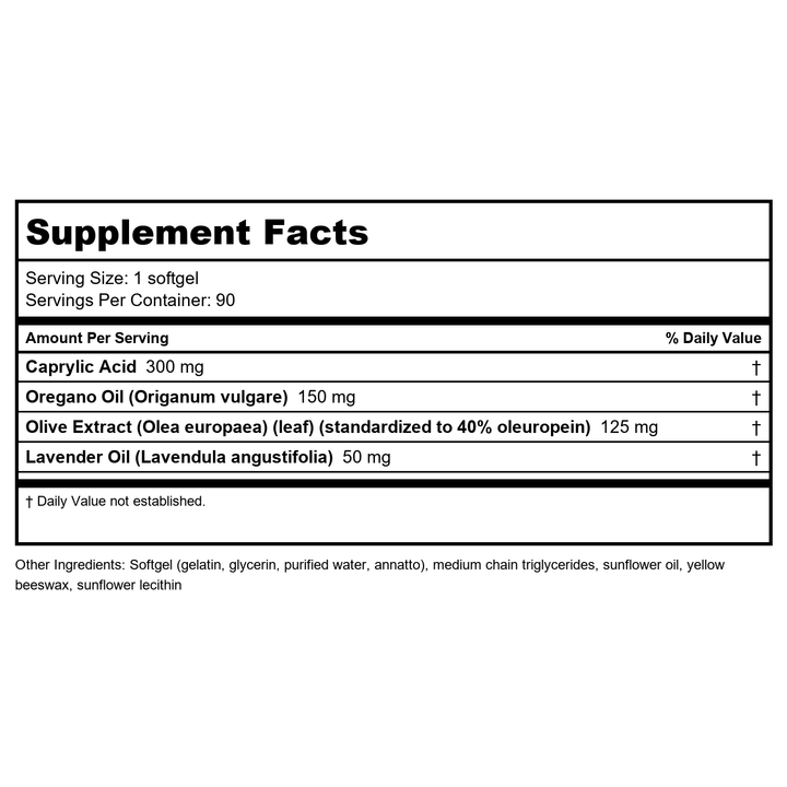 Apex Energetic Moldetox 90 Softgels - k134 - - Supplement Facts panel