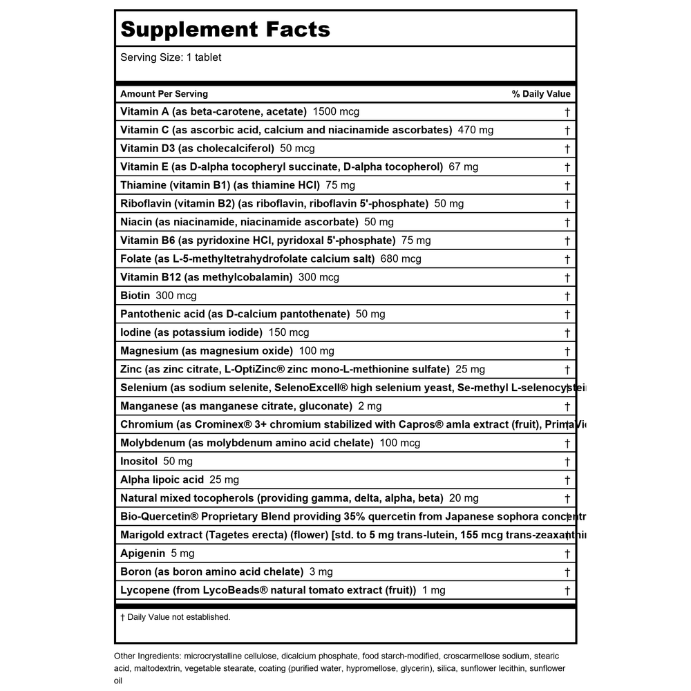 Life Extension Once-Daily Health Booster 60 Softgels - Supplement Facts panel