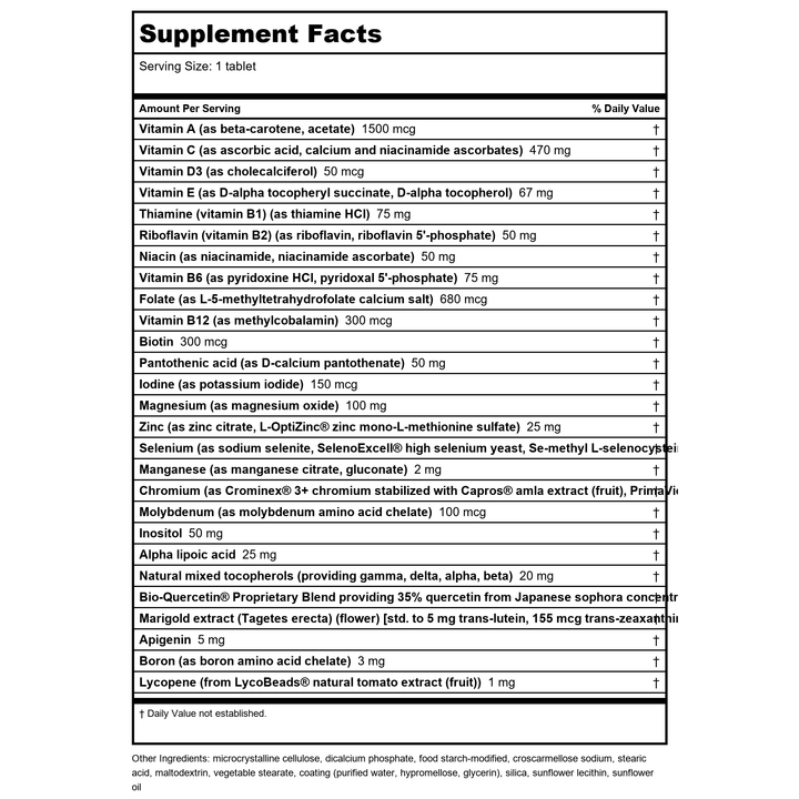 Life Extension Once-Daily Health Booster 60 Softgels - Supplement Facts panel