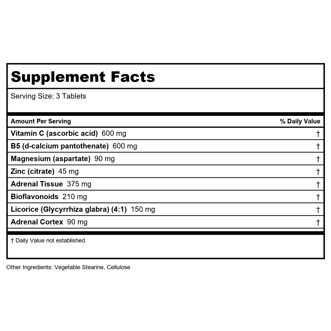 Karuna AdrenaCort 120 Count - Supplement Facts panel