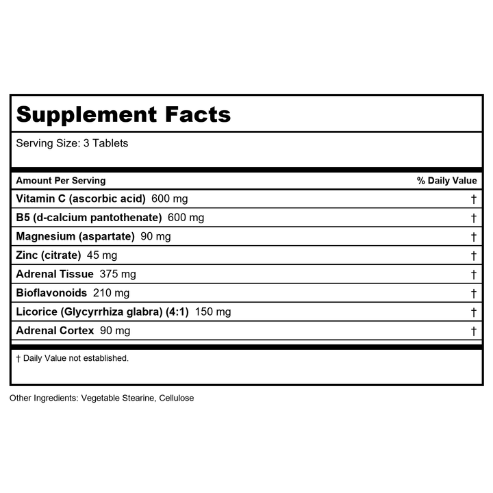 Karuna AdrenaCort 120 Count - Supplement Facts panel