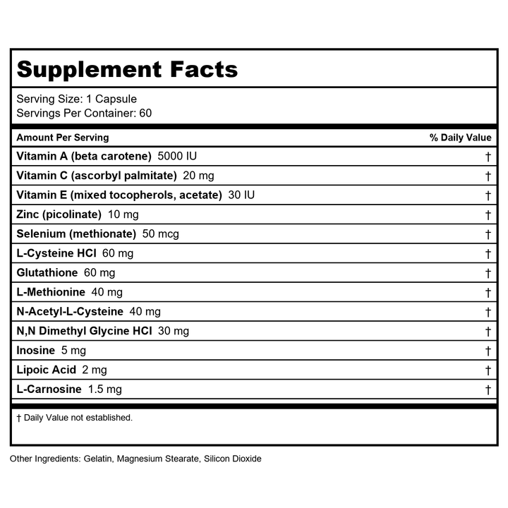 Ecological Formulas Free Radical Quenchers 60 Capsules - Supplement Facts panel