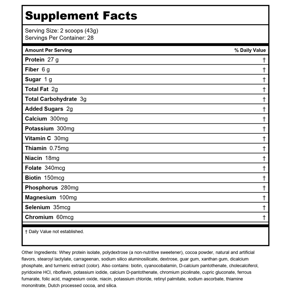 Bariatric Advantage – High Protein Meal Replacements Cookies and Cream - Supplement Facts panel