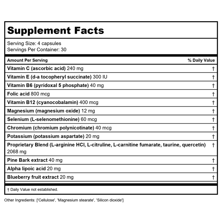Montiff Vas-Cu-Care 120 Vcaps - Supplement Facts panel