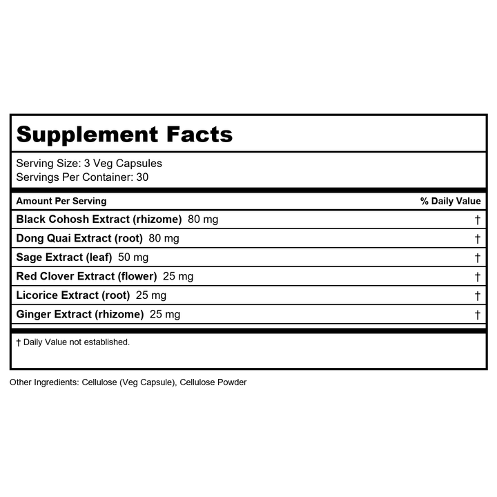 Now Foods Menopause Support 90 Vcaps - 3325 - 2 Pack - Supplement Facts panel