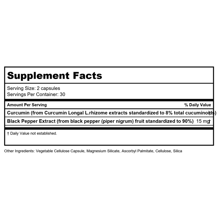 Vital Nutrients Curcumin Extract 700 mg 60 Vcaps - Supplement Facts panel