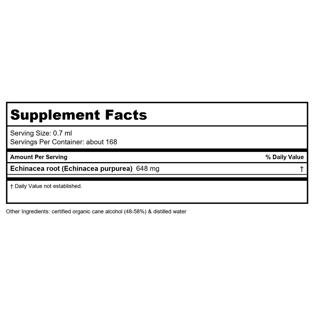 Herb Pharm Golden Echinacea 4oz - Supplement Facts panel