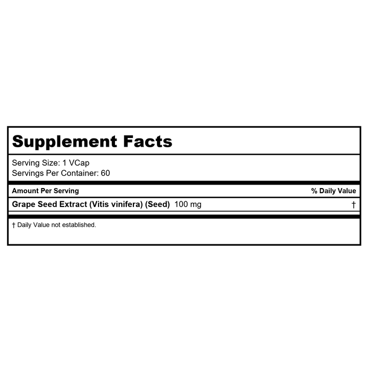Solaray Grape Seed Extract 60 Vcaps - 2 Pack - Supplement Facts panel