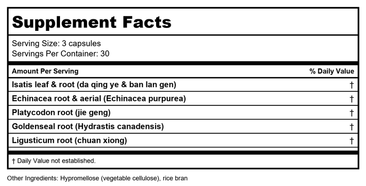Health Concerns Isatis Gold 90 Tablets - Supplement Facts panel