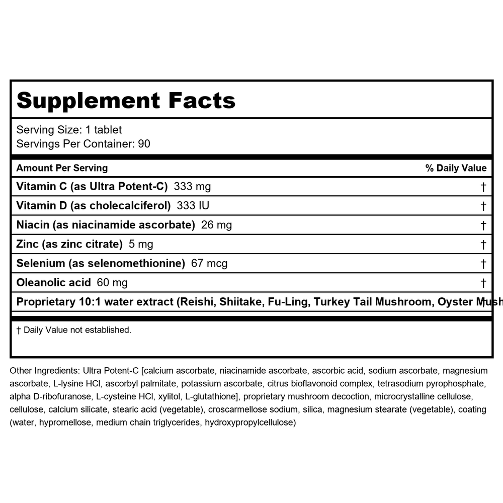 Metagenics ImmuCore 90 Tablets - 2 Pack - Supplement Facts panel